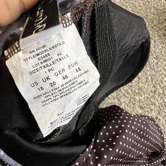 Miraclesuit Pin Point Oceanus One Piece Swimsuit Plus Size 18 Brown V Neck - Picture 5 of 6